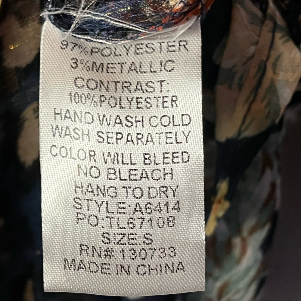 Umgee | Navy Mixed Print Boho Surplice Top, Small - image 7